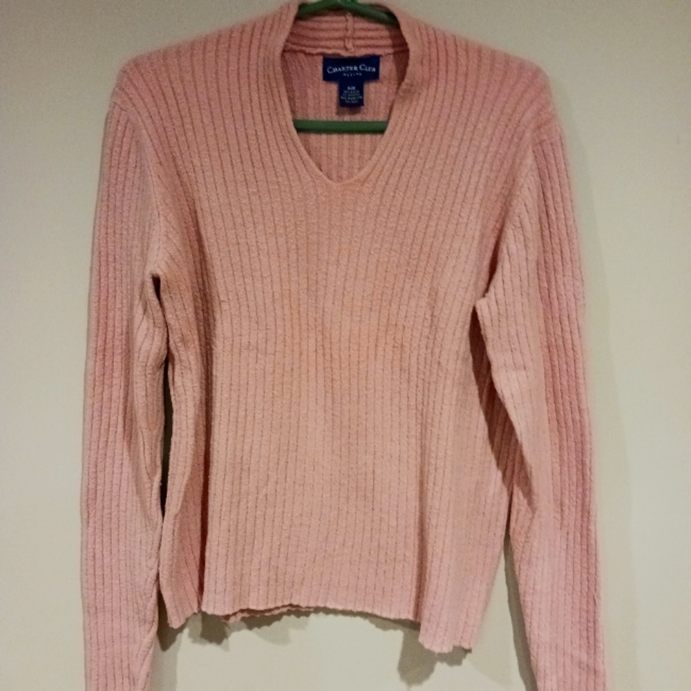 Charter Club V Neck Pink Sweater